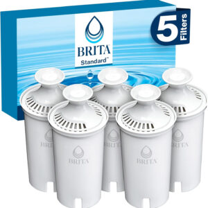 Brita Standard Replacement Filter, Reduces Contaminants while keeping healthy minerals, Certified by WQA to reduce Chlorine for improved taste, Made without BPA, Replace after 151 litres, 5 Count