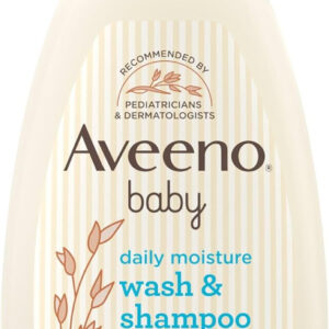 Aveeno Baby Daily Moisture Gentle Bath Wash & Shampoo with Natural Oat Extract, Hypoallergenic, Tear-Free & Paraben-Free Formula For Sensitive Hair & Skin, Lightly Scented, 532mL